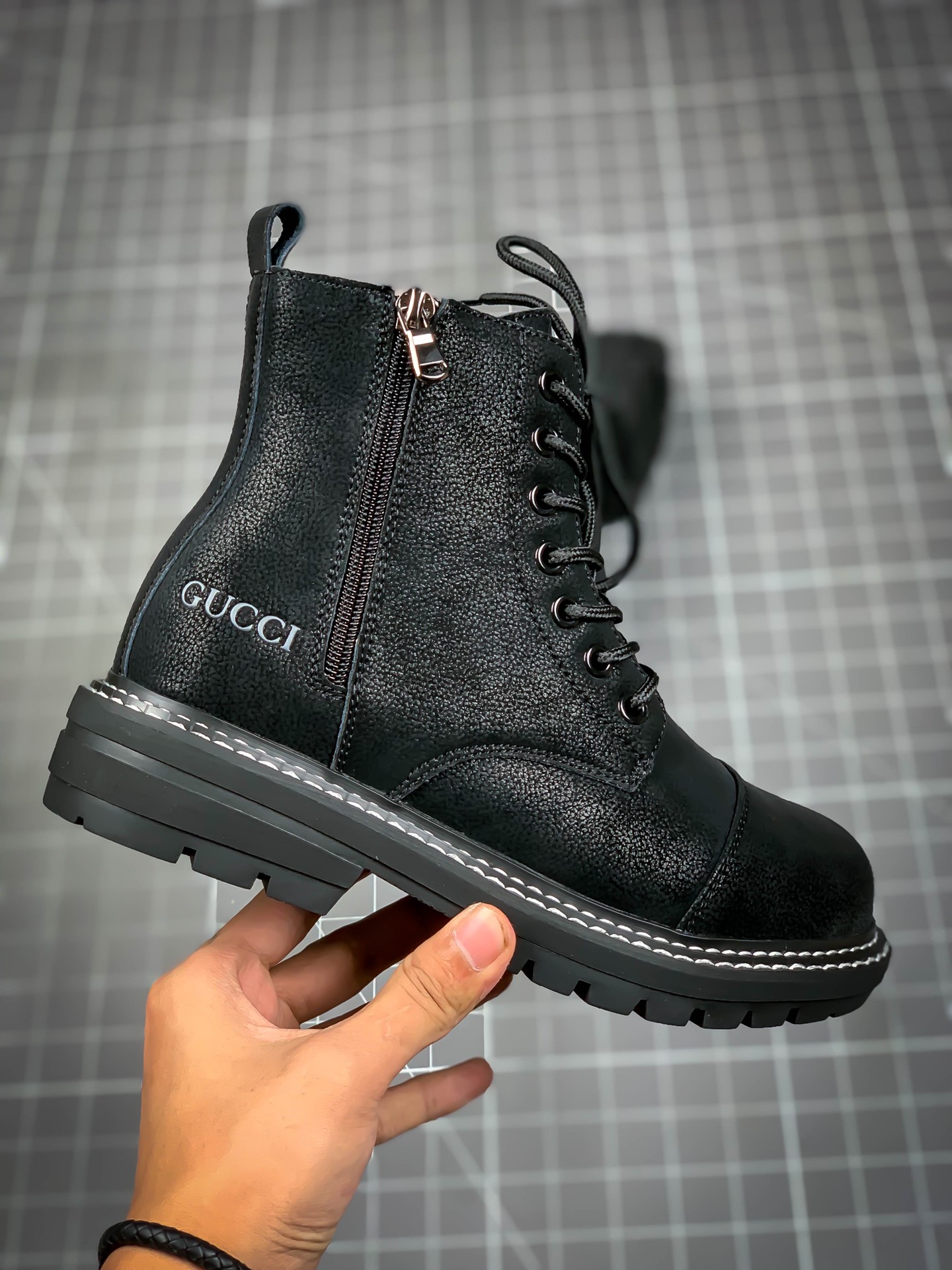 『纯原』gucci 古驰 情侣款休闲侧拉链马丁靴 莆田鞋-向南潮鞋社-主